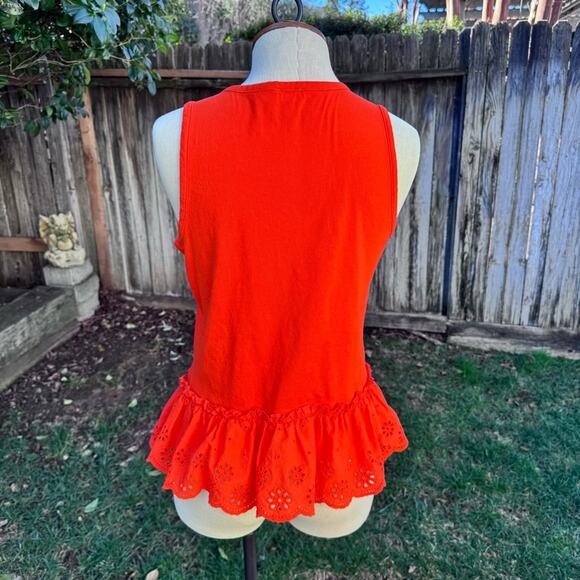 J Crew Eyelet Hem Tank Top In Red Orange Women's Size XS - Picture 5 of 7